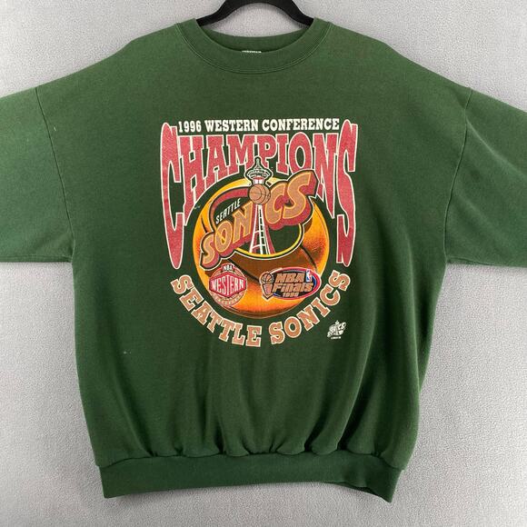 Vtg Seattle Sonics 1996 Western Conference Champions NBA Finals XL Logo 7 Rare - Picture 6 of 14